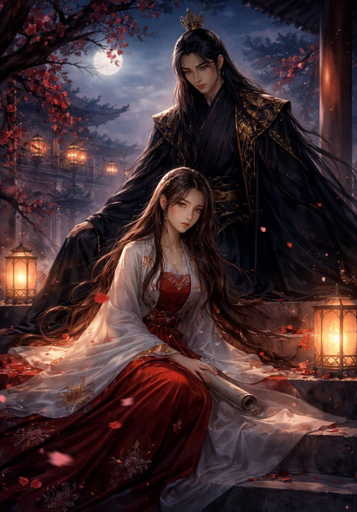 붉은 매화는 밤에 진다.
