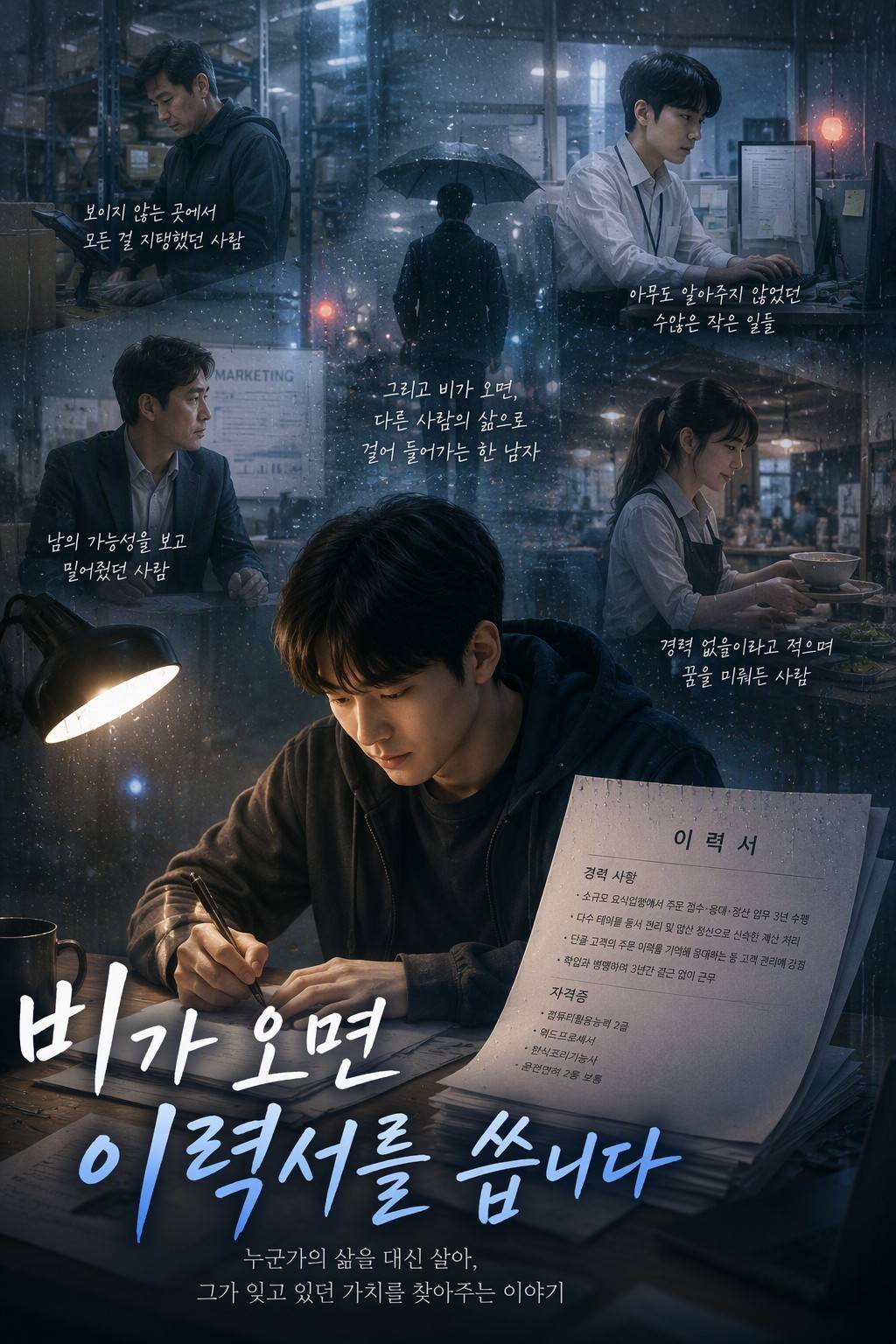 비가 오면 이력서를 씁니다.