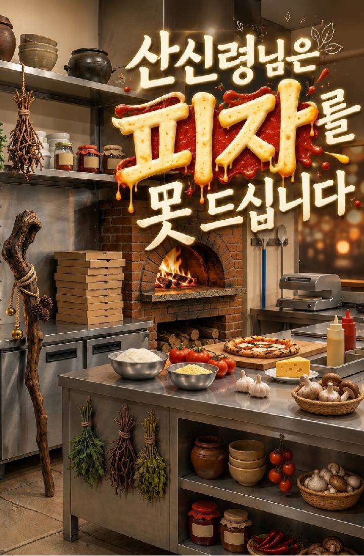 산신령님은 피자를 못 드십니다.