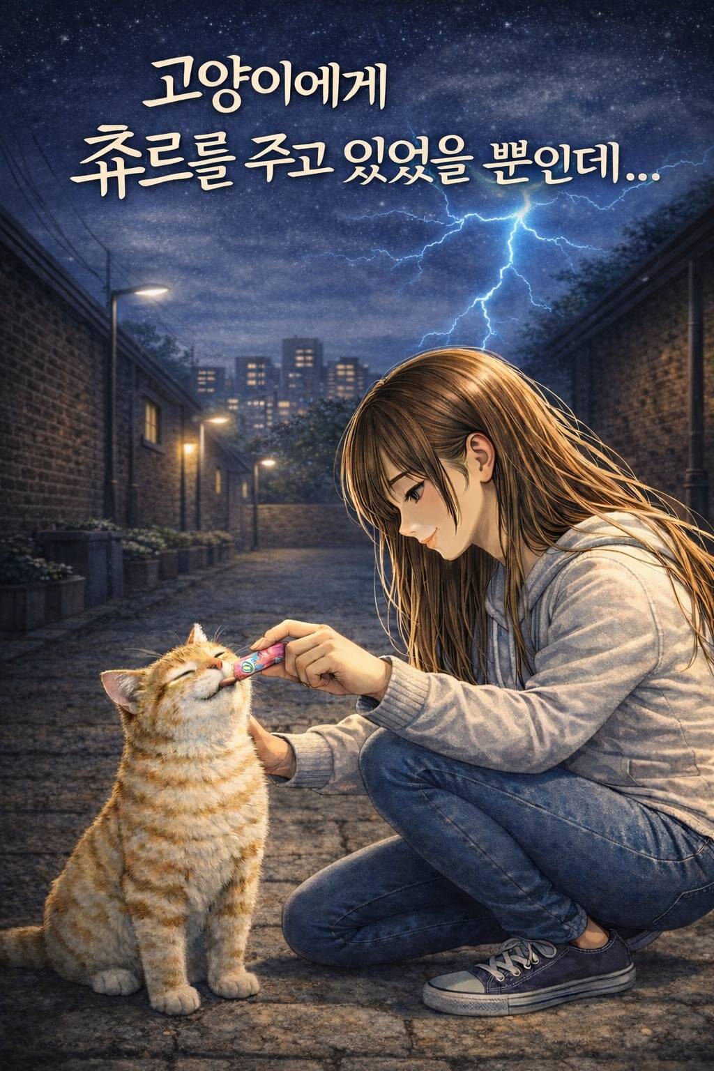 고양이에게 츄르를 주고 있었을 뿐인데...